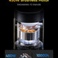 Stove with 450W brushless motor and rigorous testing details on a black background