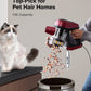 Pet hair removal device with a cat and a person using it, on a neutral background.