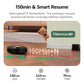 Robotic vacuum cleaner on a wooden floor with a teddy bear, Cleanova W9 branding, and text about battery life and smart resume feature.