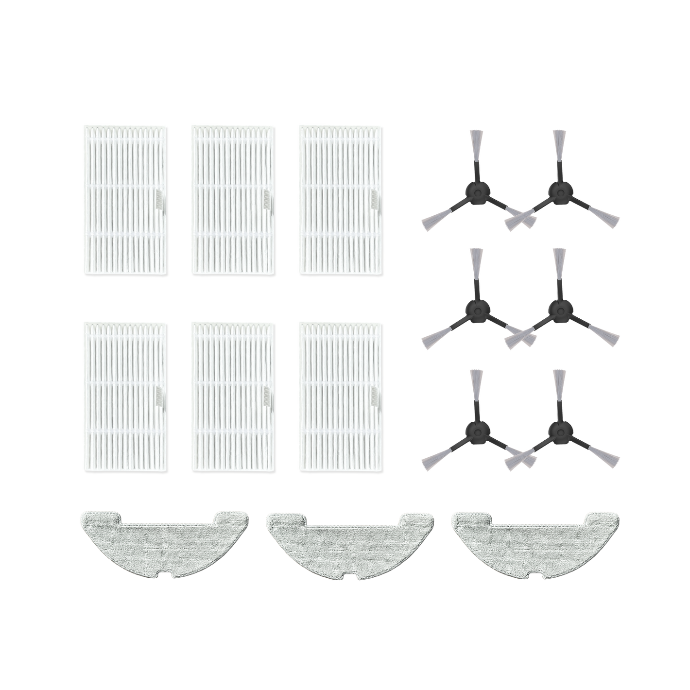 W7 Accessory Pack (Side Brush with Bristles *6 + HEPA Filter *6 + Mop Cloth *3)
