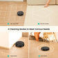 Robot vacuum cleaner with different cleaning modes on a wooden floor.
